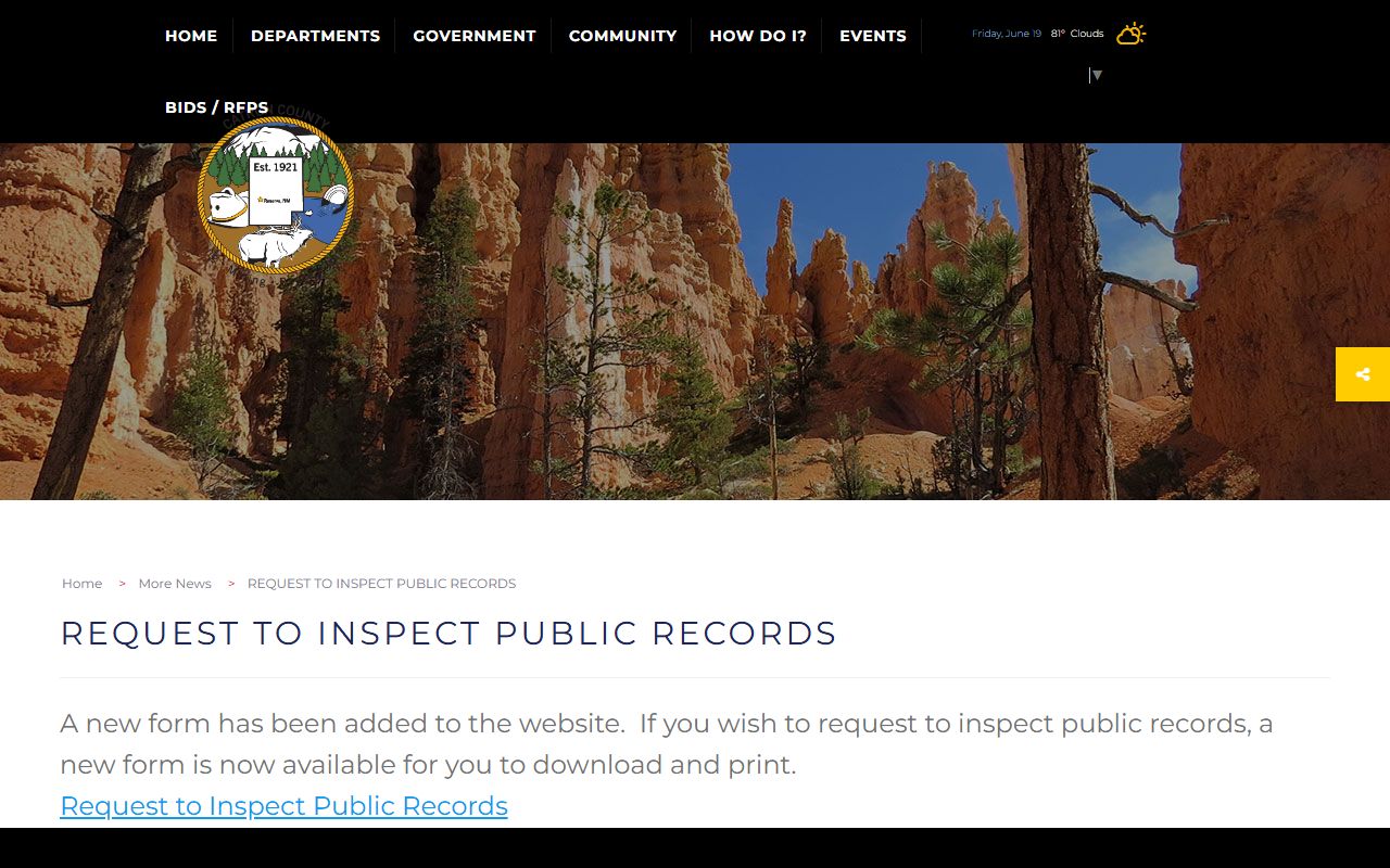 Catron County District Court Clerk IPRA notice for records