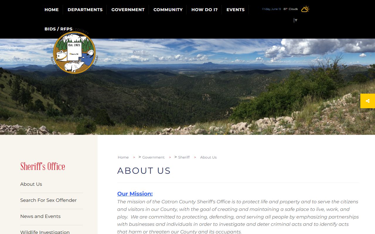 Catron County arrest records sheriff office overview