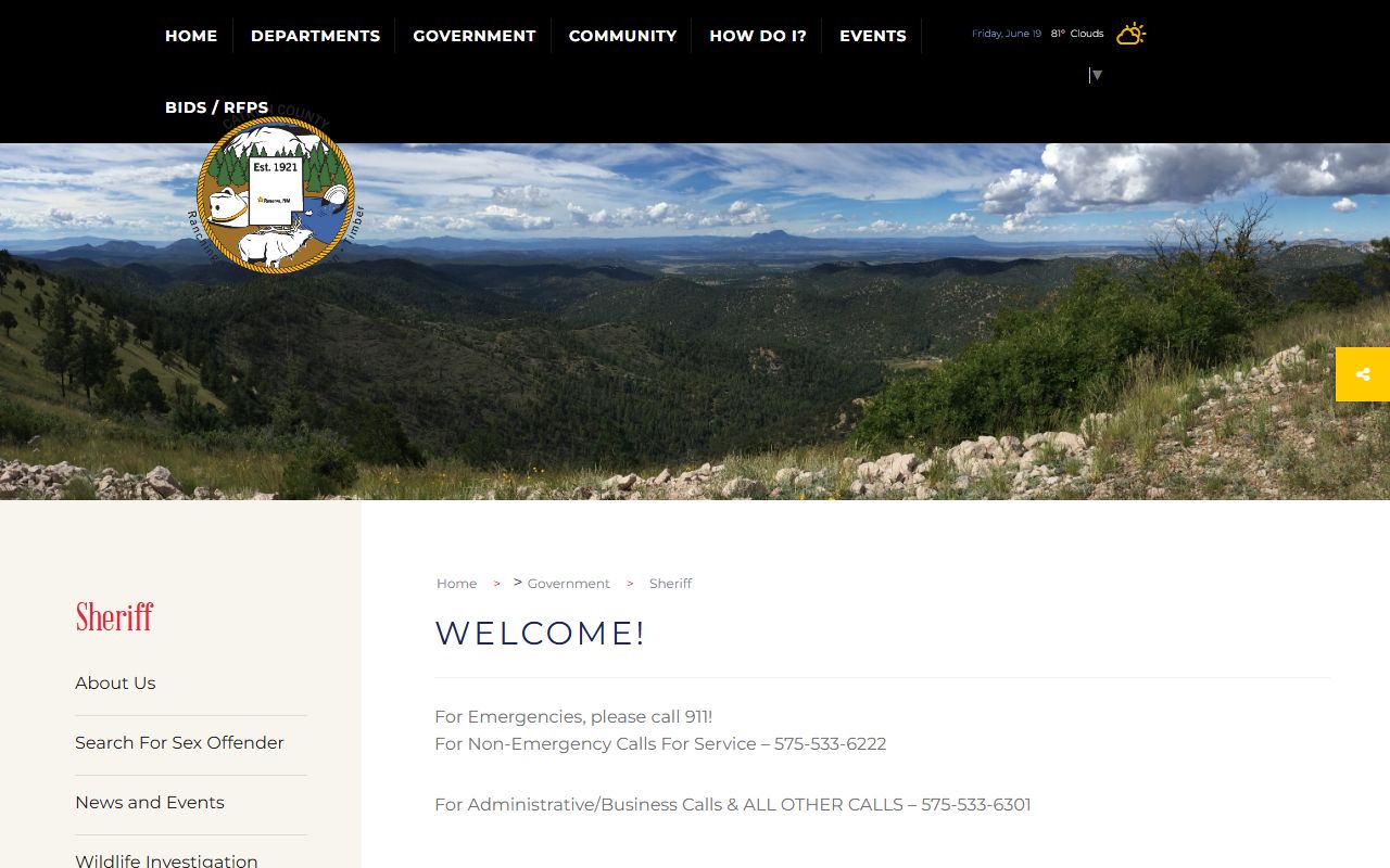 Catron County arrest records sheriff office home page
