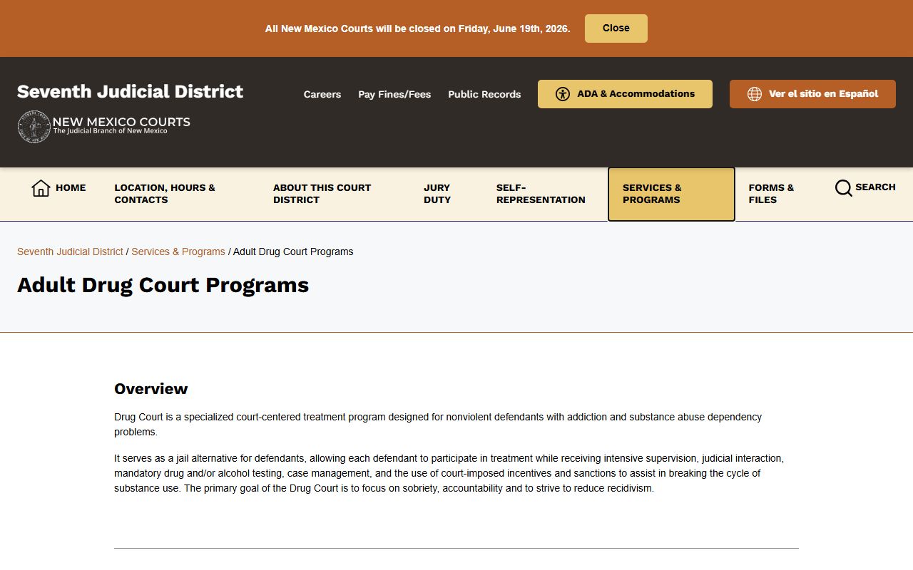 Seventh Judicial District adult drug court programs page
