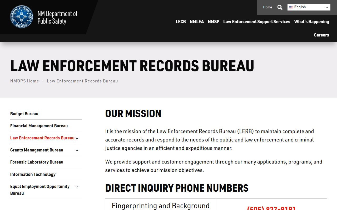 Catron County inmate records New Mexico DPS records bureau information