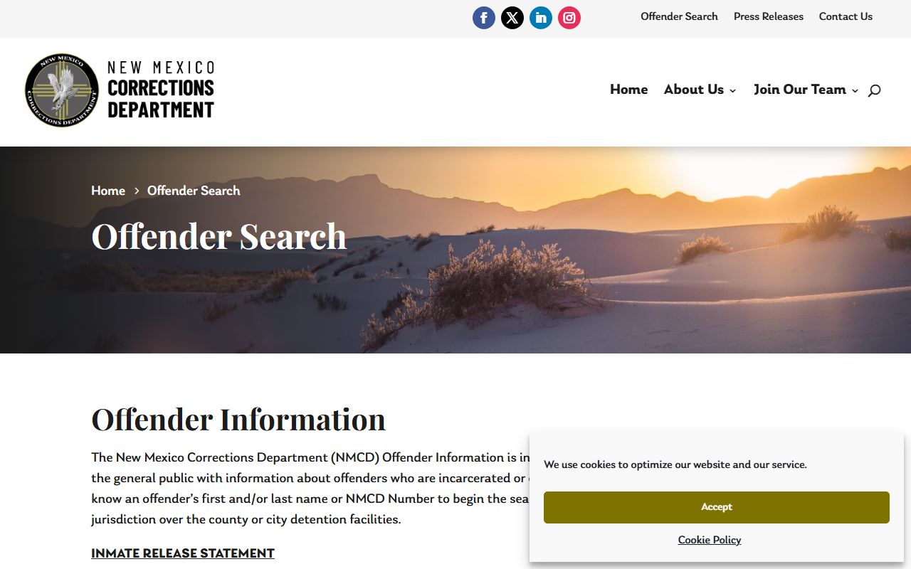Catron County inmate search NMCD offender search information