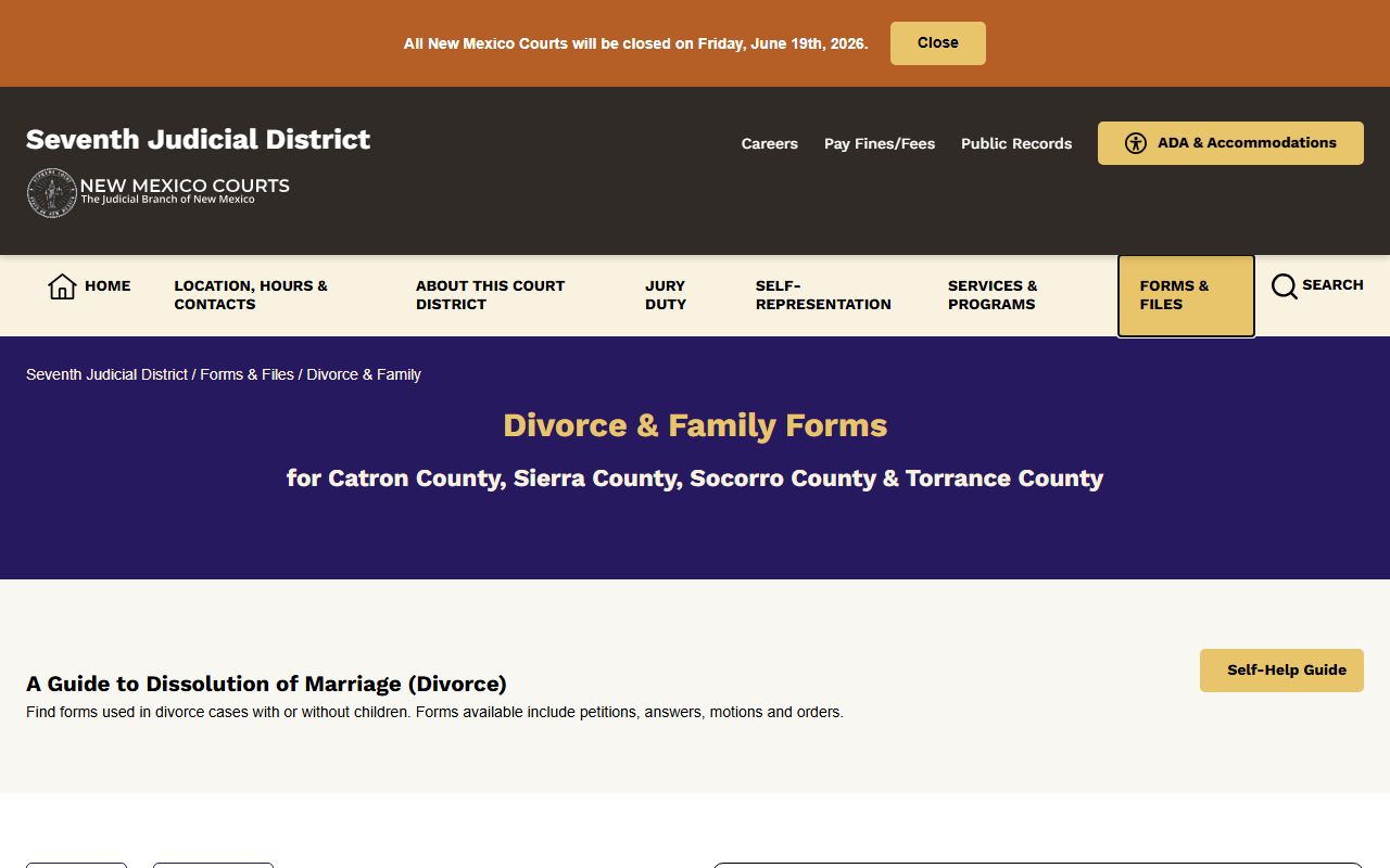 Catron County marriage and divorce records Seventh District divorce forms