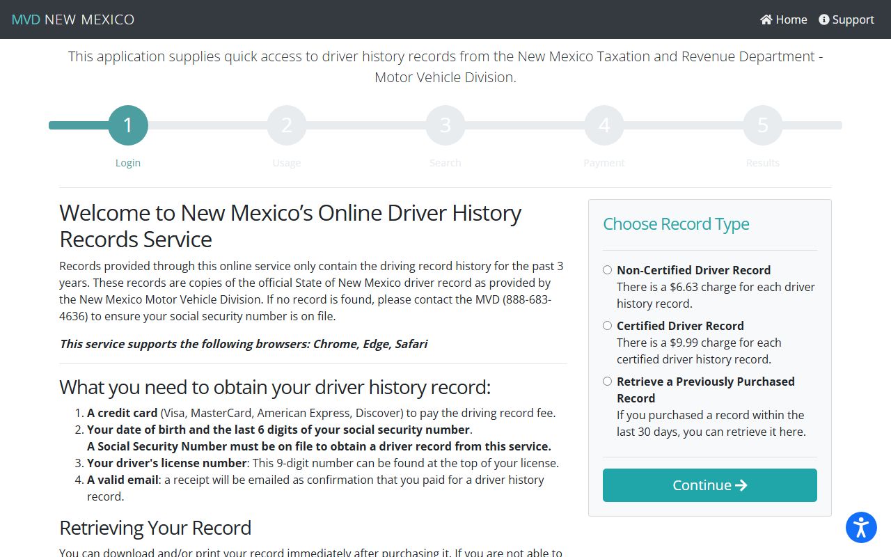 Catron County traffic court records MVD driver history portal