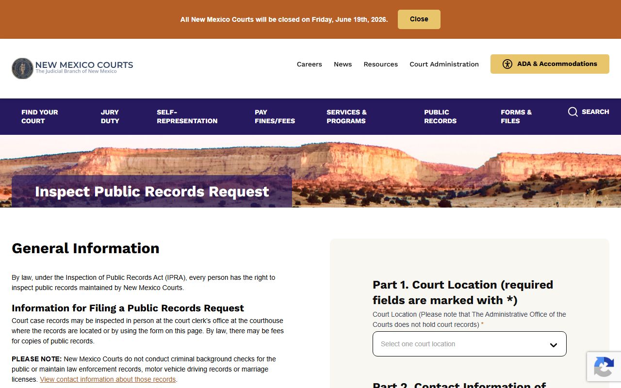 Catron County warrant records New Mexico Courts IPRA portal